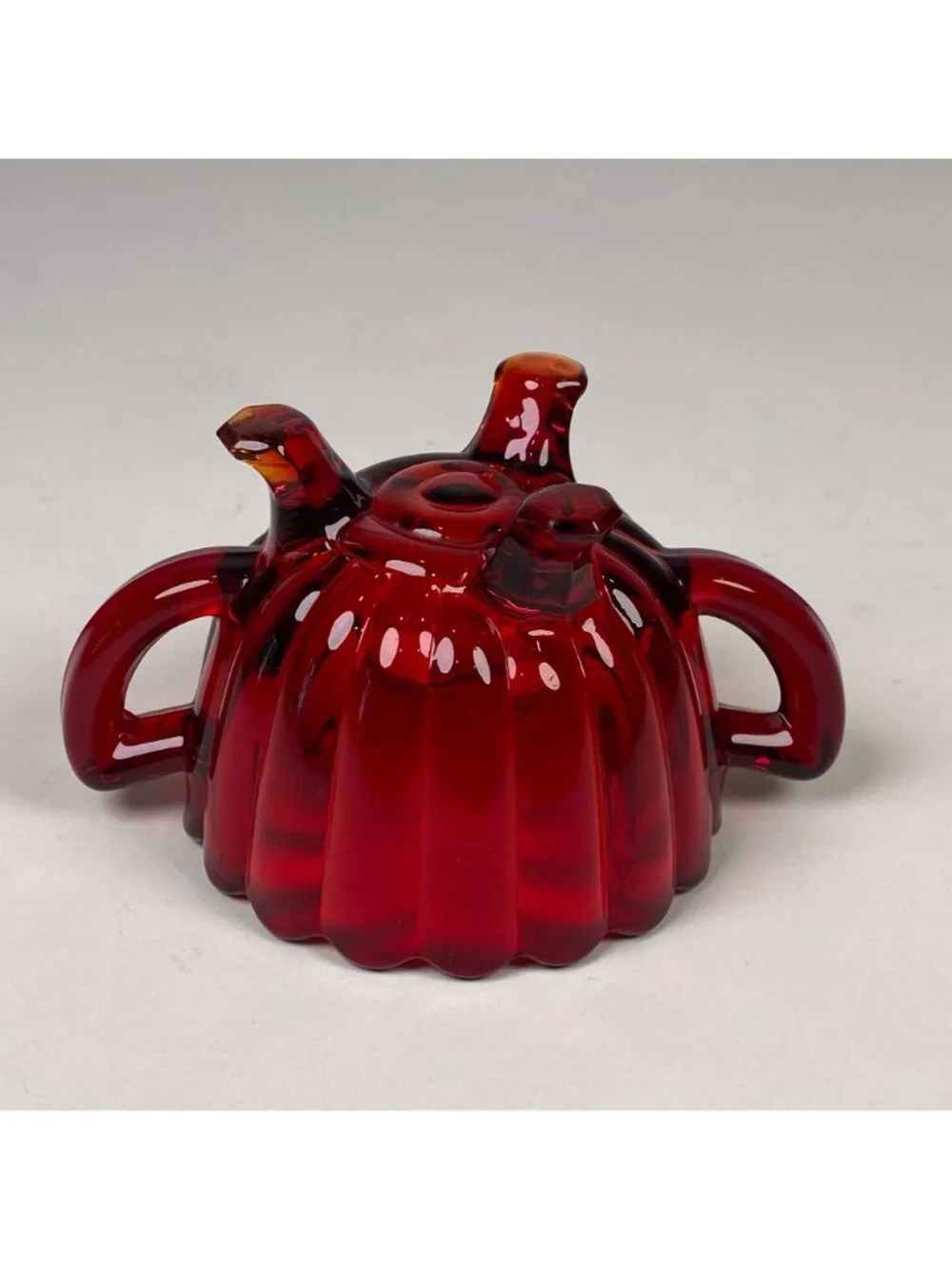 Vintage Imperial Glass Amberina Ruby Red Sugar Bowl Open Footed with Handles